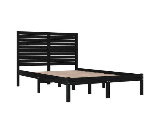 Cadru de pat, negru, 140x190 cm, lemn masiv, 4 image