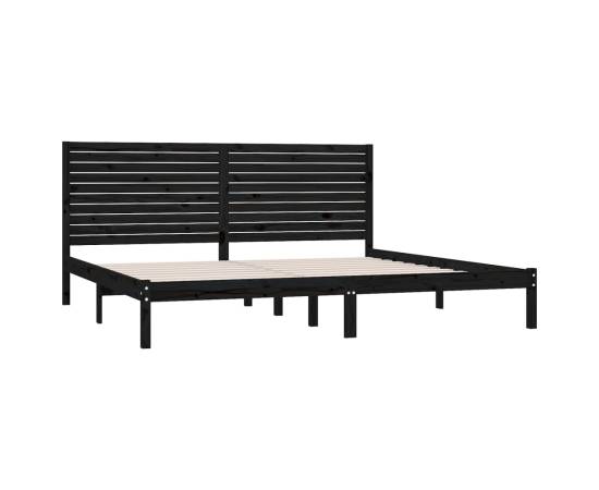 Cadru de pat super king 6ft, negru, 180x200 cm, lemn masiv, 4 image