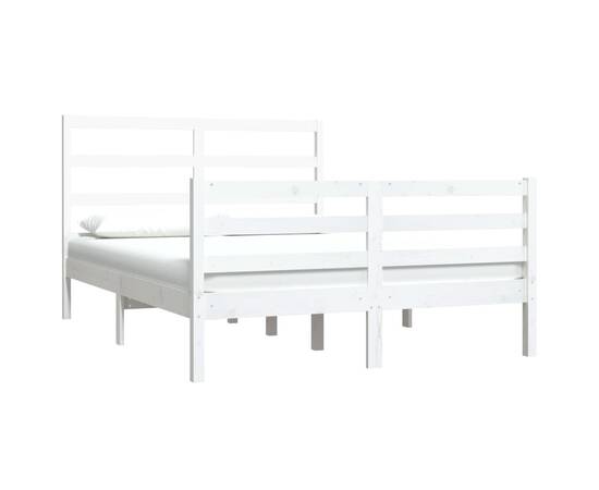 Cadru pat, alb, 140x190 cm, lemn masiv de pin, 3 image