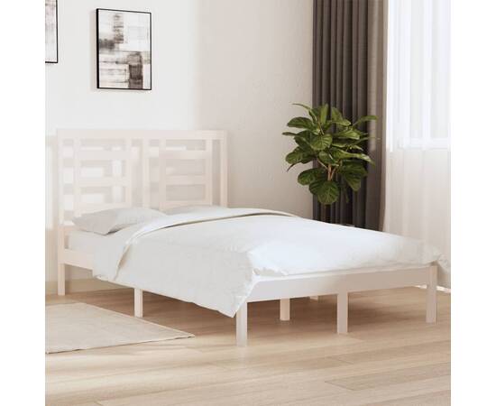 Cadru de pat, alb, 120x200 cm, lemn masiv de pin