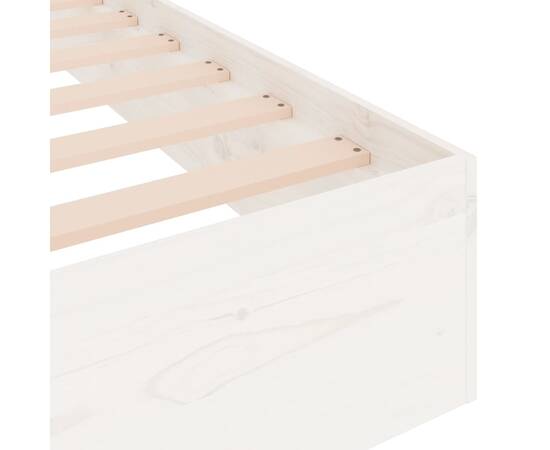 Cadru de pat, alb, 200x200 cm, lemn masiv, 7 image