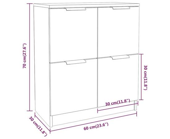 Servante, 2 buc., gri beton, 60x30x70 cm, lemn prelucrat, 7 image