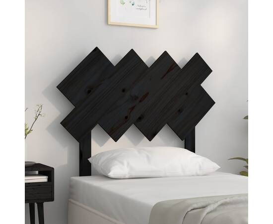 Tăblie de pat, negru, 92x3x81 cm, lemn masiv de pin