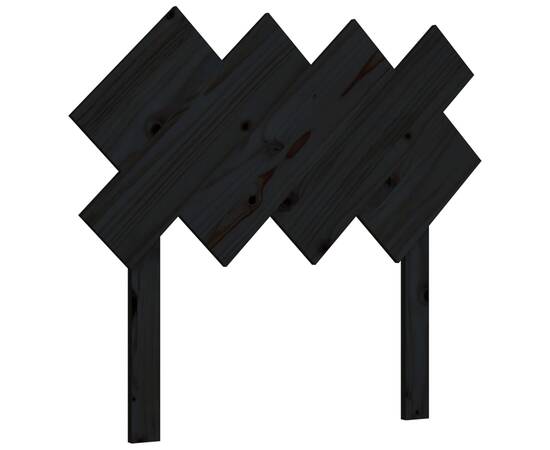 Tăblie de pat, negru, 92x3x81 cm, lemn masiv de pin, 2 image
