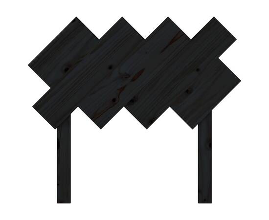 Tăblie de pat, negru, 92x3x81 cm, lemn masiv de pin, 4 image