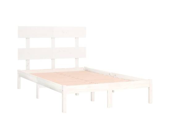Cadru de pat, alb, 120x200 cm, lemn masiv, 4 image