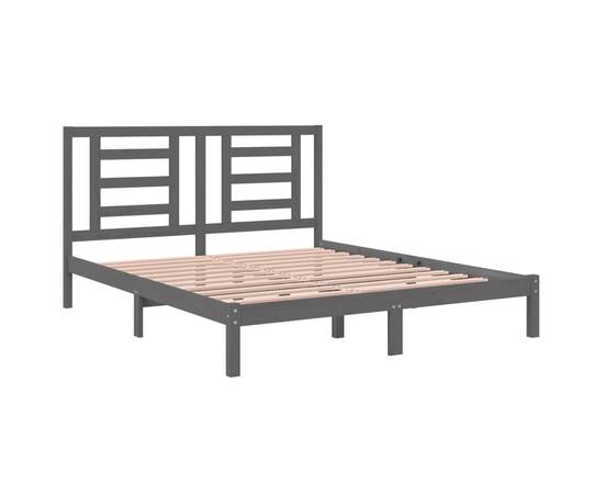 Cadru de pat, gri, 160x200 cm, lemn masiv de pin, 4 image