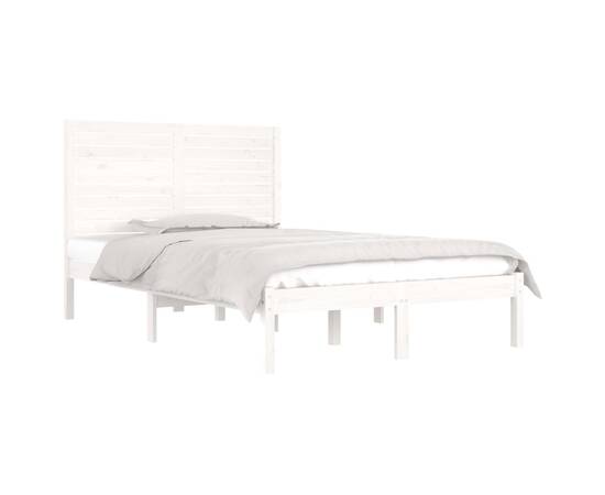 Cadru de pat mic dublu 4ft, alb, 120x190 cm, lemn masiv, 3 image