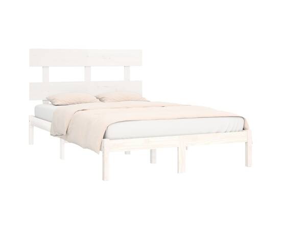 Cadru de pat super king 6ft, alb, 180x200 cm, lemn masiv, 3 image