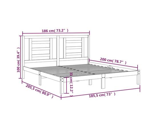 Cadru de pat super king 6ft, alb, 180x200 cm, lemn masiv, 6 image