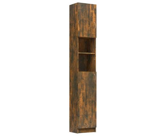 Dulap de baie, stejar fumuriu, 32x25,5x190 cm, lemn prelucrat, 2 image