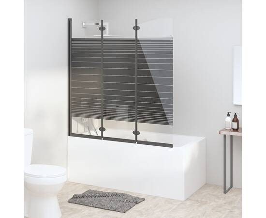 Cabină de duș pliabilă, 3 panouri, negru, 130x130 cm, esg