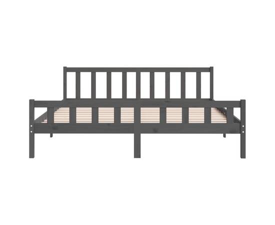 Cadru de pat, gri, 160x200 cm, lemn masiv, 5 image