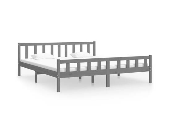 Cadru de pat, gri, 160x200 cm, lemn masiv, 2 image