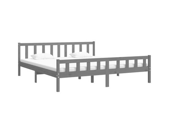 Cadru de pat, gri, 160x200 cm, lemn masiv, 3 image