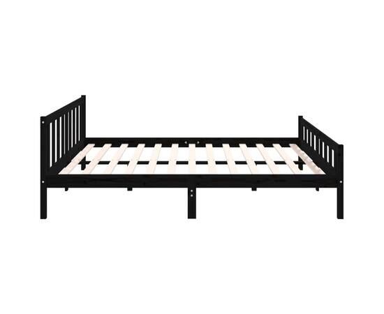 Cadru de pat, negru, 160x200 cm, lemn masiv, 6 image