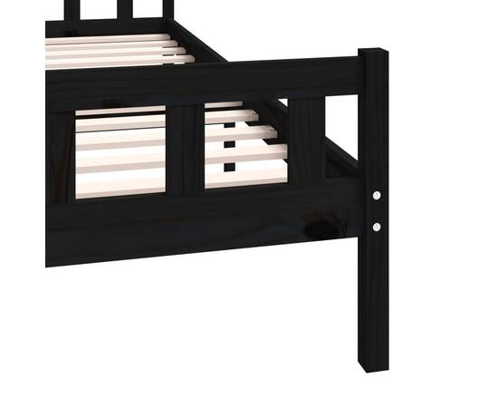 Cadru de pat, negru, 200x200 cm, lemn masiv, 7 image