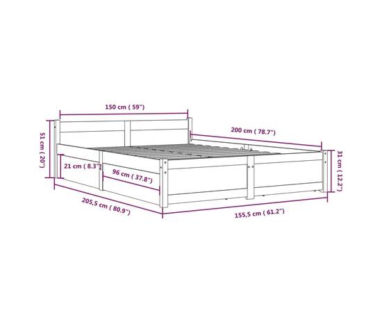 Cadru de pat cu sertare 5ft king size, negru, 150x200 cm, 11 image