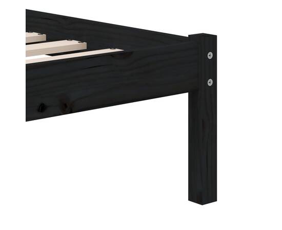 Cadru de pat single 3ft, negru, 90x190 cm, lemn masiv, 6 image