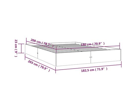 Cadru de pat super king 6ft, 180x200 cm, lemn masiv, 9 image