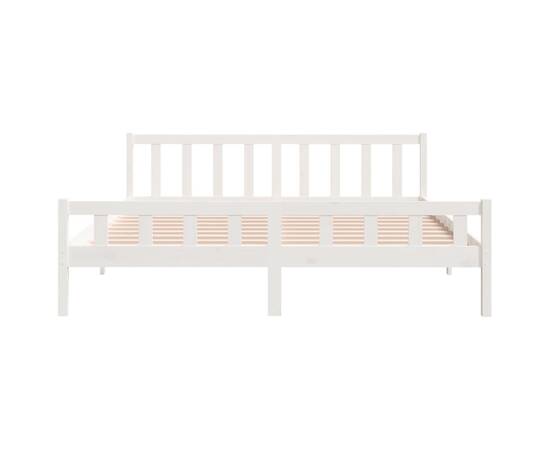Cadru de pat super king 6ft, alb, 180x200 cm, lemn masiv, 5 image