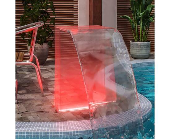 Fântână de piscină cu led-uri rgb, acril, 51 cm, 5 image