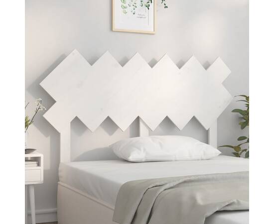 Tăblie de pat, alb, 132x3x81 cm, lemn masiv de pin