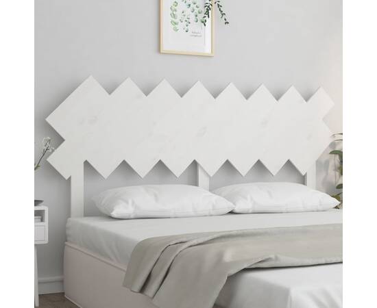 Tăblie de pat, alb, 159,5x3x80,5 cm, lemn masiv de pin