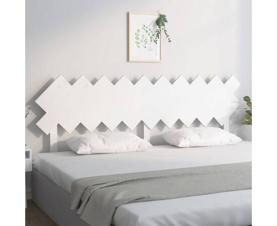 Tăblie de pat, alb, 196x3x80,5 cm, lemn masiv de pin