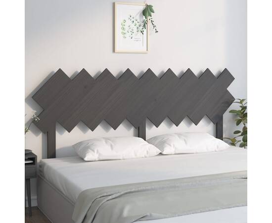 Tăblie de pat, gri, 178x3x80,5 cm, lemn masiv de pin