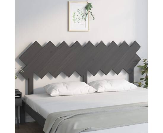 Tăblie de pat, gri, 178x3x80,5 cm, lemn masiv de pin, 3 image