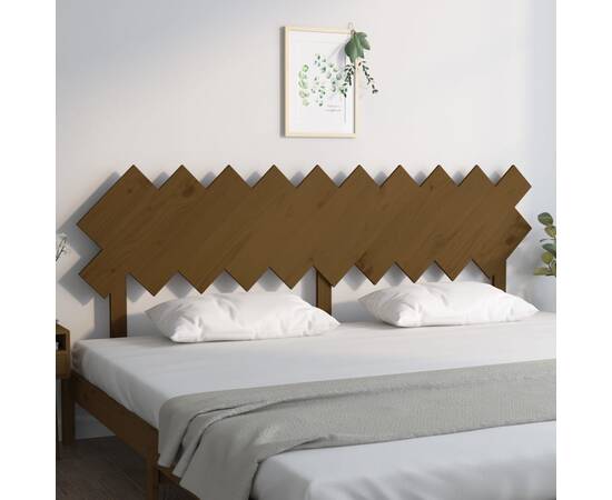 Tăblie de pat, maro miere, 196x3x80,5 cm, lemn masiv de pin, 3 image