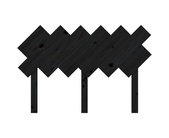 Tăblie de pat, negru, 122,5x3x80,5 cm, lemn masiv de pin, 4 image