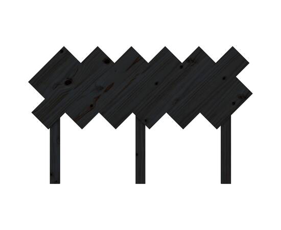 Tăblie de pat, negru, 132x3x81 cm, lemn masiv de pin, 4 image