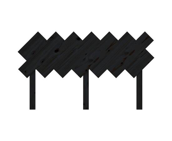 Tăblie de pat, negru, 141x3x80,5 cm, lemn masiv de pin, 4 image