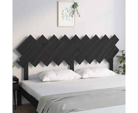Tăblie de pat, negru, 178x3x80,5 cm, lemn masiv de pin, 3 image