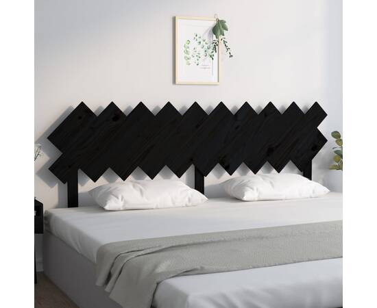 Tăblie de pat, negru, 196x3x80,5 cm, lemn masiv de pin