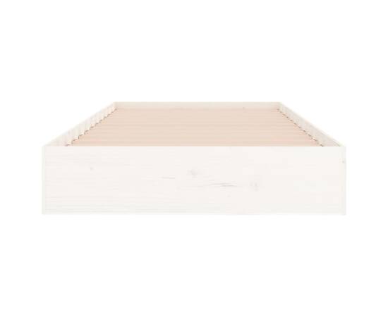 Cadru de pat, alb, 100x200 cm, lemn masiv, 5 image