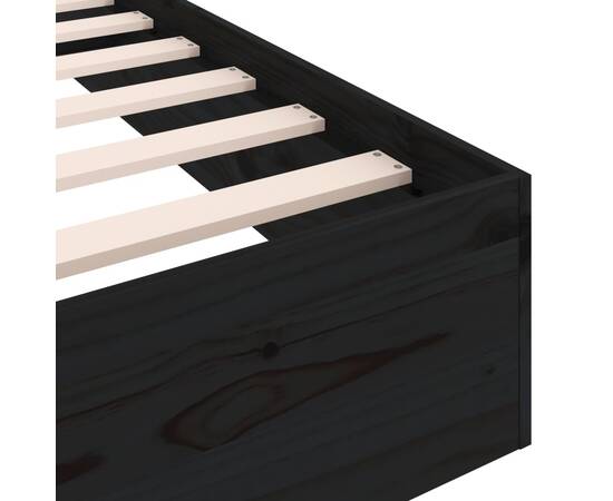 Cadru de pat, negru, 140x190 cm, lemn masiv, 7 image