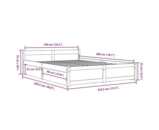Cadru de pat cu sertare, negru, 140x200 cm, 11 image