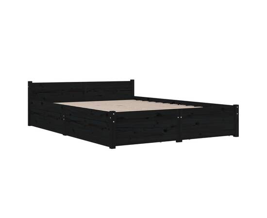 Cadru de pat cu sertare double 4ft6, negru, 135x190 cm, 4 image