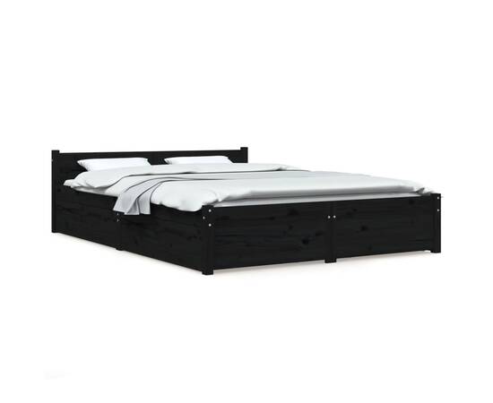 Cadru de pat cu sertare double 4ft6, negru, 135x190 cm, 2 image