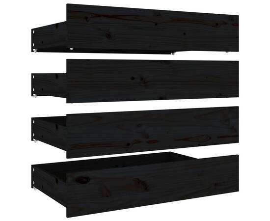 Cadru de pat cu sertare double 4ft6, negru, 135x190 cm, 7 image