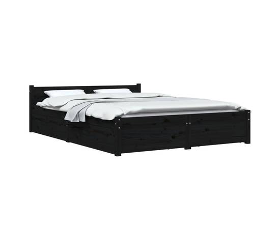 Cadru de pat cu sertare double 4ft6, negru, 135x190 cm, 3 image