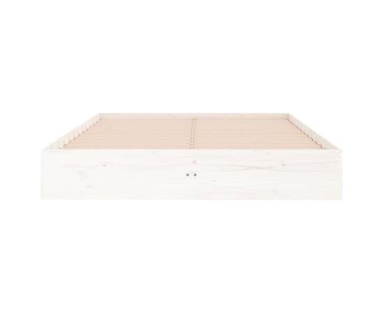Cadru de pat mic dublu 4ft, alb, 120x190 cm, lemn masiv, 5 image