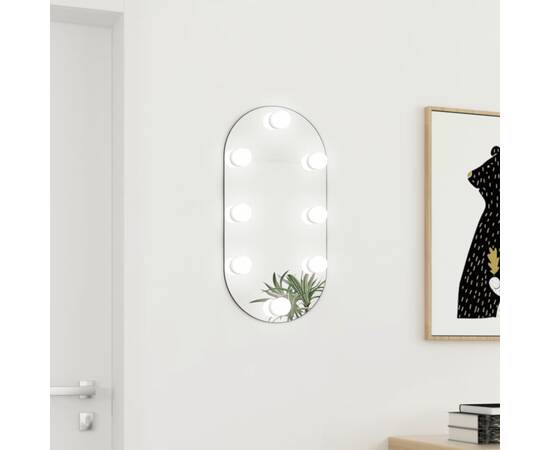 Oglindă cu lumini led, 60x30 cm, sticlă, oval