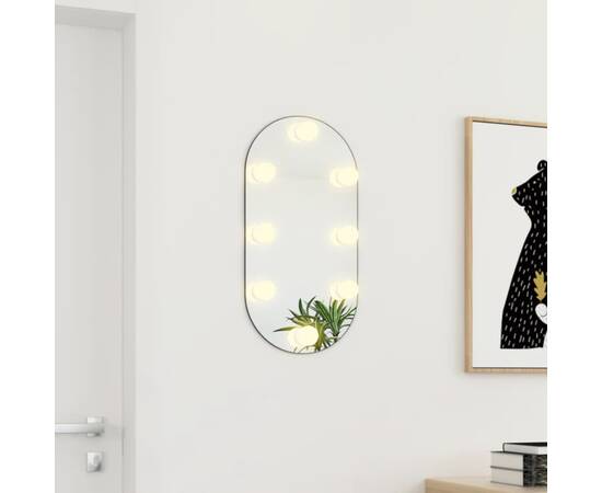 Oglindă cu lumini led, 60x30 cm, sticlă, oval, 3 image