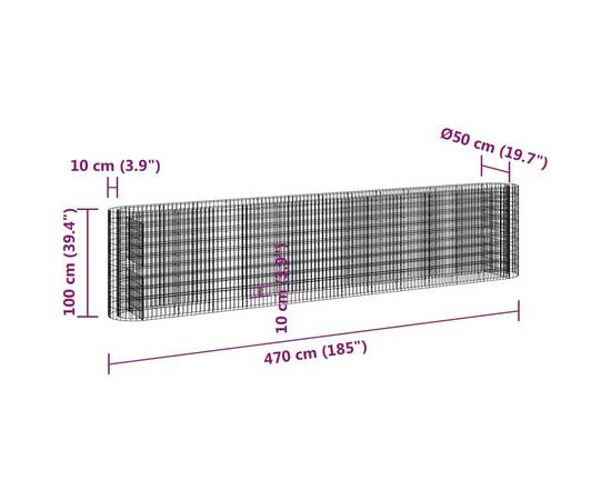 Strat înălțat gabion, 470x50x100 cm, fier galvanizat, 8 image