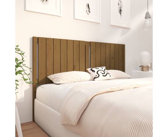 Tăblie de pat, maro miere, 155,5x4x100 cm, lemn masiv de pin, 4 image