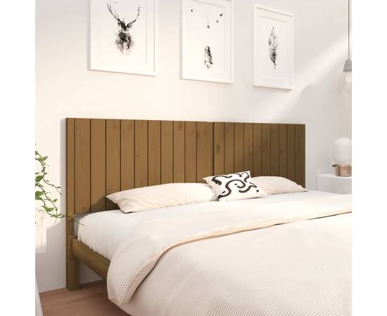 Tăblie de pat, maro miere, 205,5x4x100 cm, lemn masiv de pin